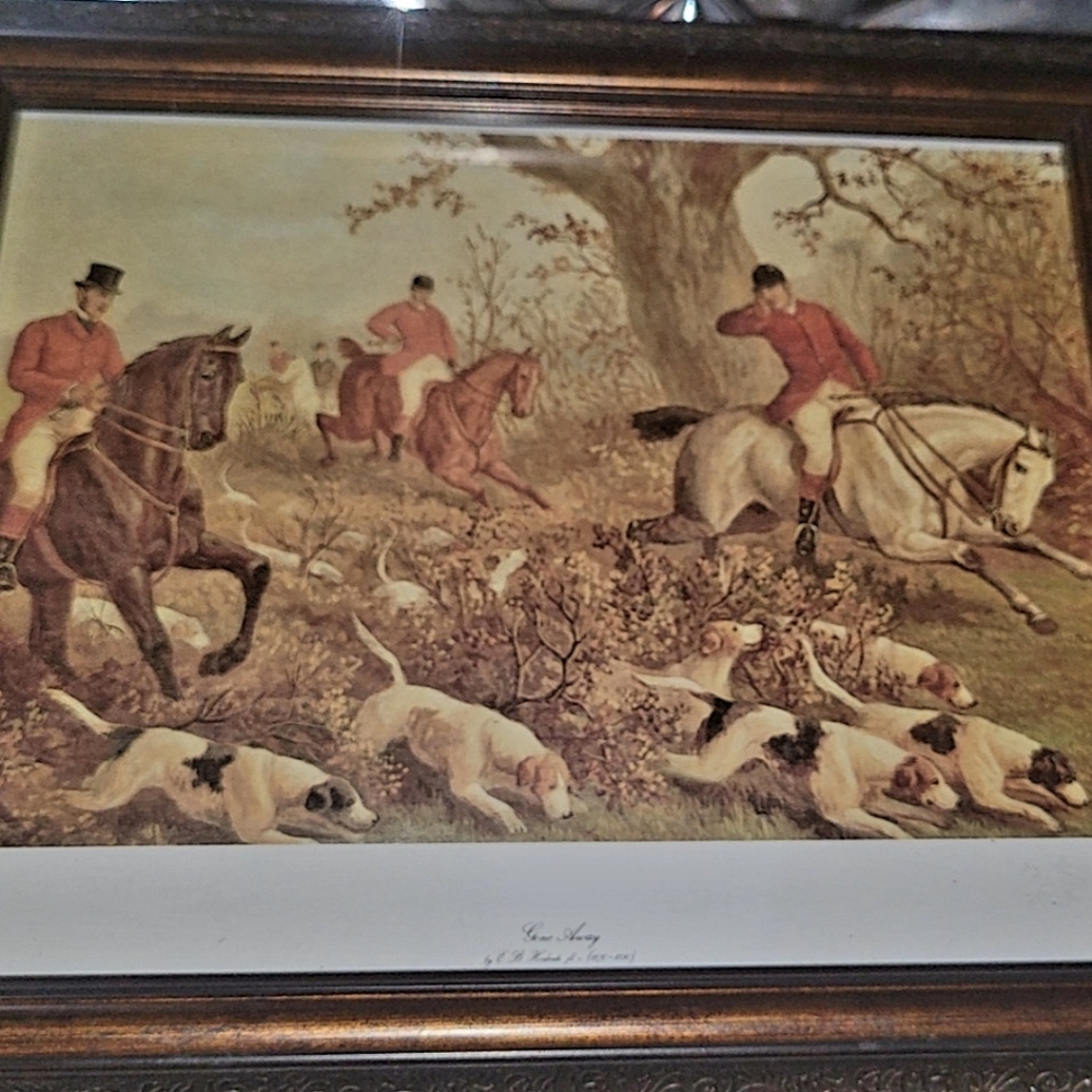 ENGLISH FOX HUNTING PRINT ”GONE AWAY” By E.B. HERBERTE 1870-1890